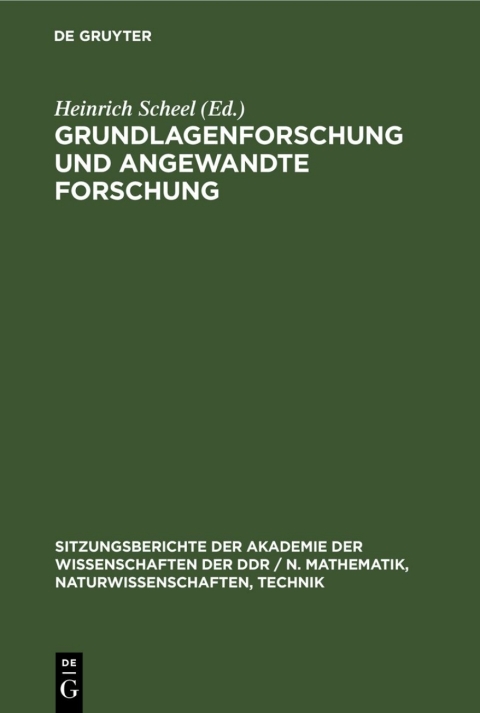 Cover image for book Grundlagenforschung und angewandte Forschung