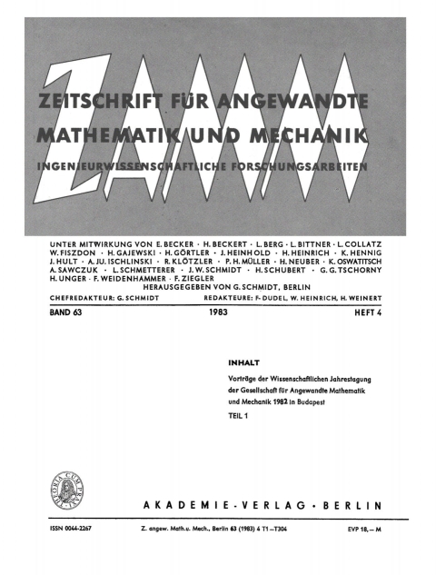 Cover image for book Zeitschrift für Angewandte Mathematik und Mechanik. Band 63, Heft 4