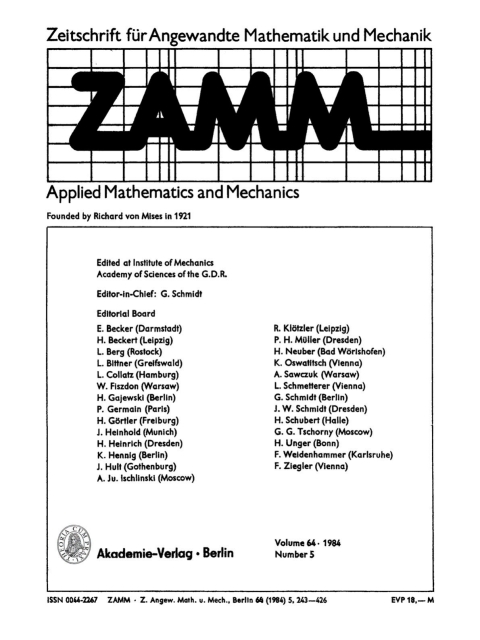 Cover image for book Zeitschrift für Angewandte Mathematik und Mechanik. Volume 64, Number 5