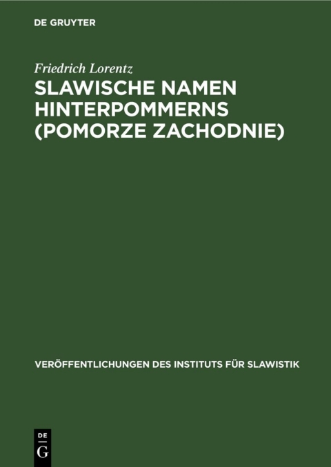 Cover image for book Slawische Namen Hinterpommerns (Pomorze Zachodnie)