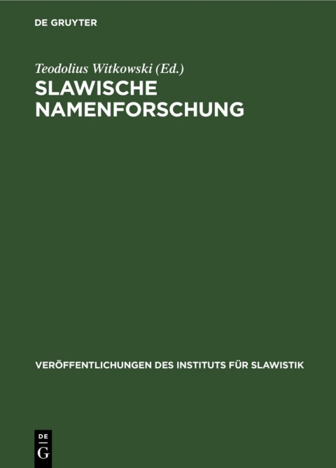 Cover image for book Slawische Namenforschung