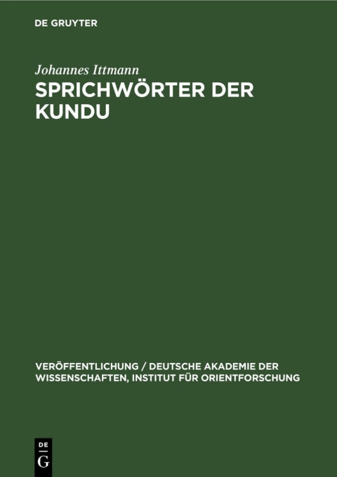 Cover image for book Sprichwörter der Kundu