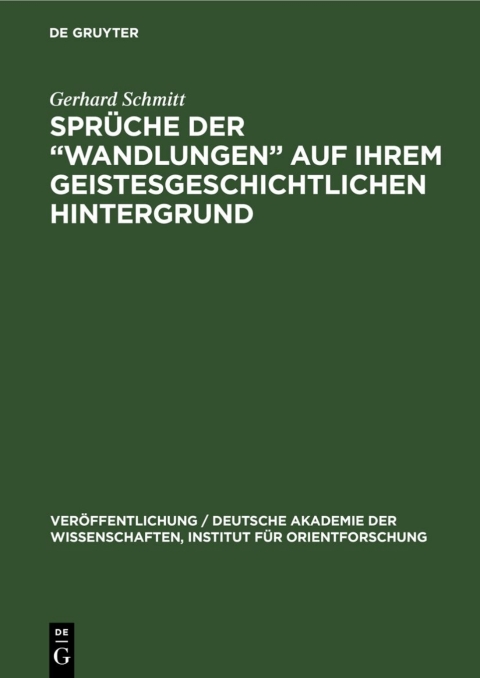 Cover image for book Sprüche der „Wandlungen“ auf ihrem geistesgeschichtlichen Hintergrund