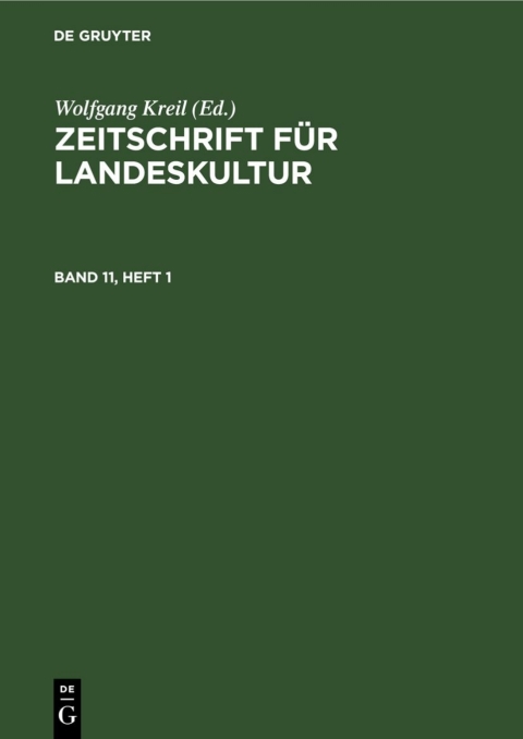 Cover image for book Zeitschrift für Landeskultur. Band 11, Heft 1
