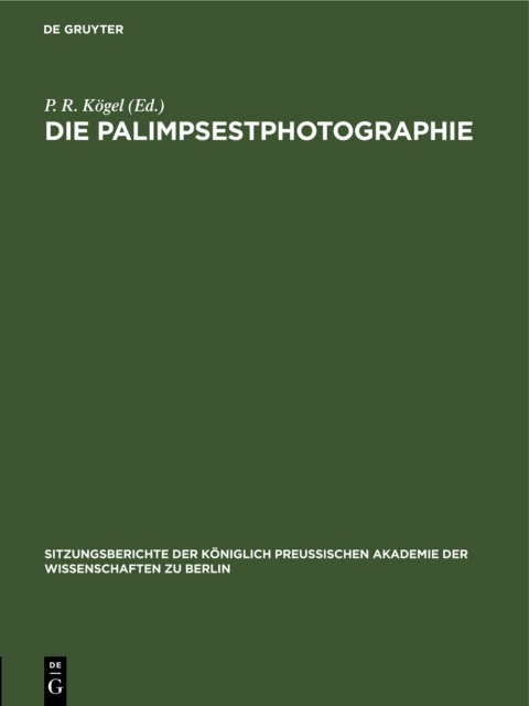 Cover image for book Die Palimpsestphotographie