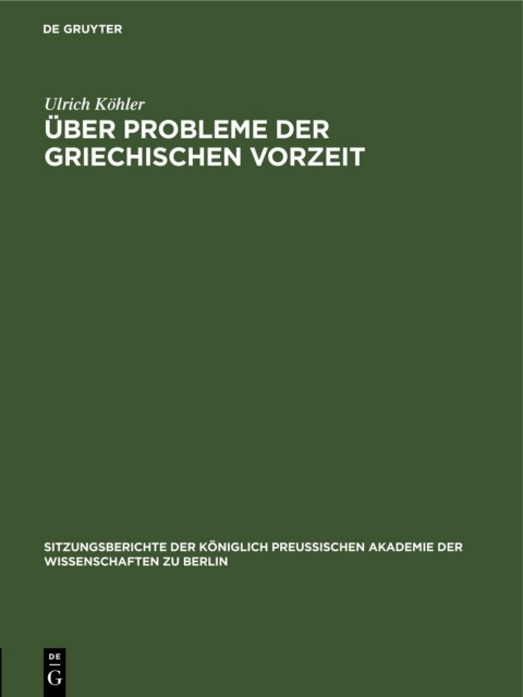 Cover image for book Über Probleme der griechischen Vorzeit