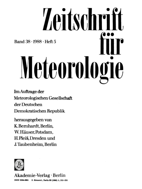 Cover image for book Zeitschrift für Meteorologie. Band 38, Heft 5