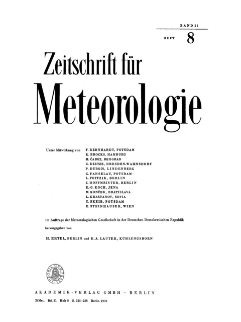 Cover image for book Zeitschrift für Meteorologie. Band 21, Heft 8