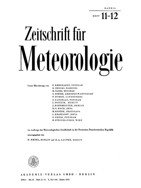 Cover image for book Zeitschrift für Meteorologie. Band 21, Heft 11-12