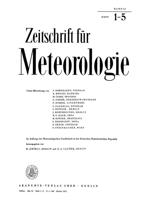 Cover image for book Zeitschrift für Meteorologie. Band 22, Heft 1-5