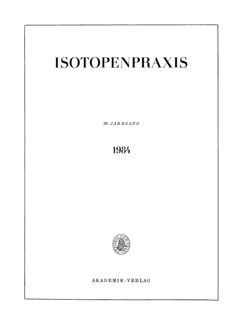 Cover image for book Isotopenpraxis. Band 20, Heft 1