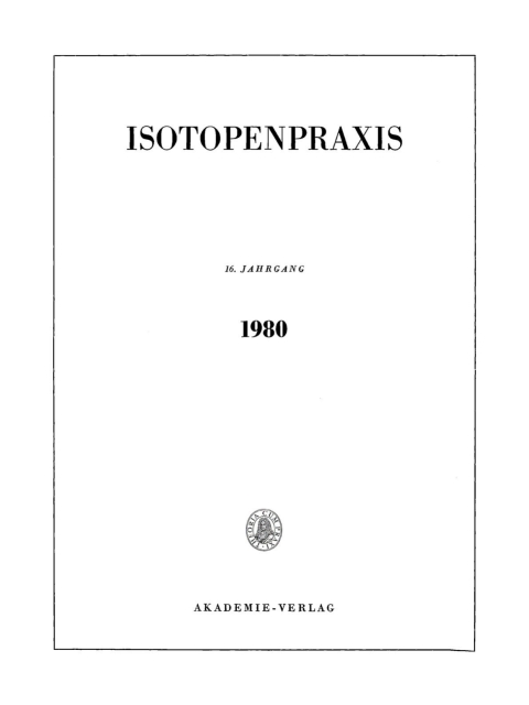 Cover image for book Isotopenpraxis. Band 16, Heft 1