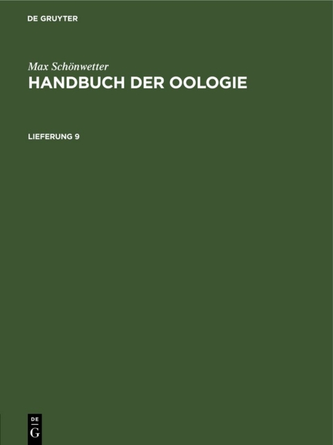 Cover image for book Max Schönwetter: Handbuch der Oologie. Lieferung 9