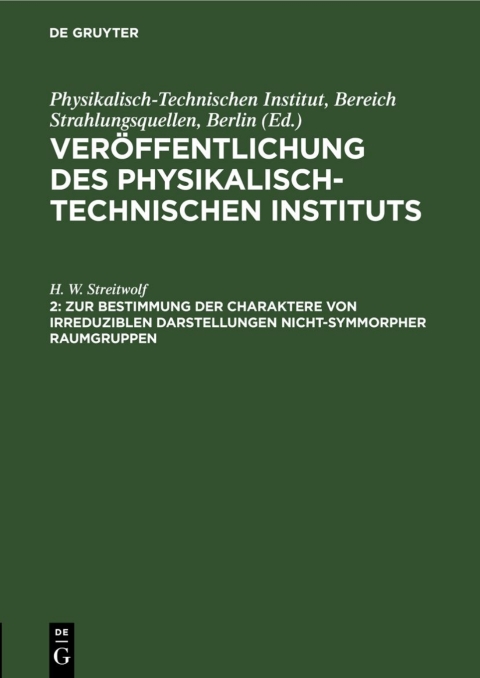 Cover image for book Zur Bestimmung der Charaktere von irreduziblen Darstellungen nicht-symmorpher Raumgruppen