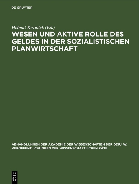 Cover image for book Wesen und aktive Rolle des Geldes in der sozialistischen Planwirtschaft