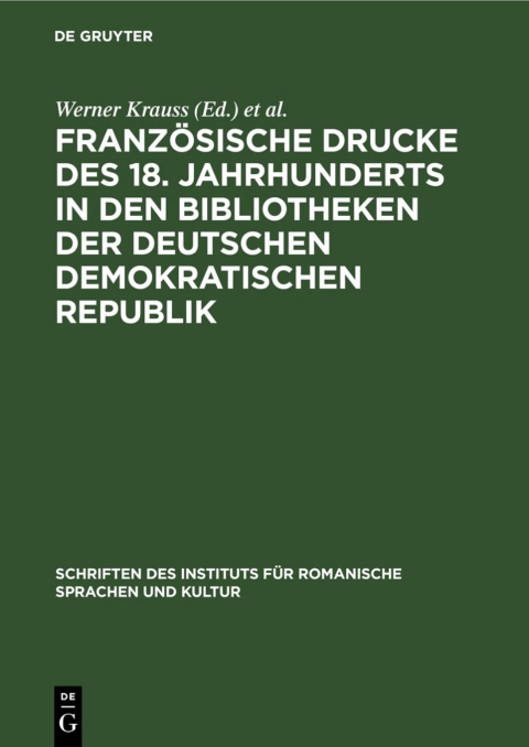 Cover image for book Französische Drucke des 18. Jahrhunderts in den Bibliotheken der Deutschen Demokratischen Republik