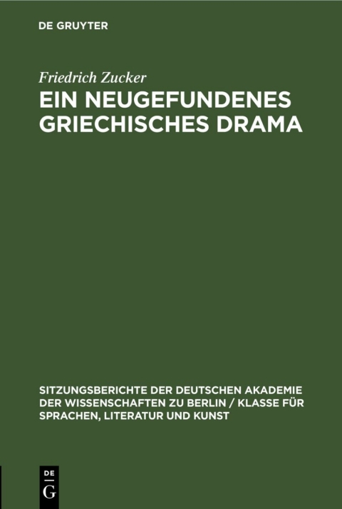 Cover image for book Ein neugefundenes griechisches Drama