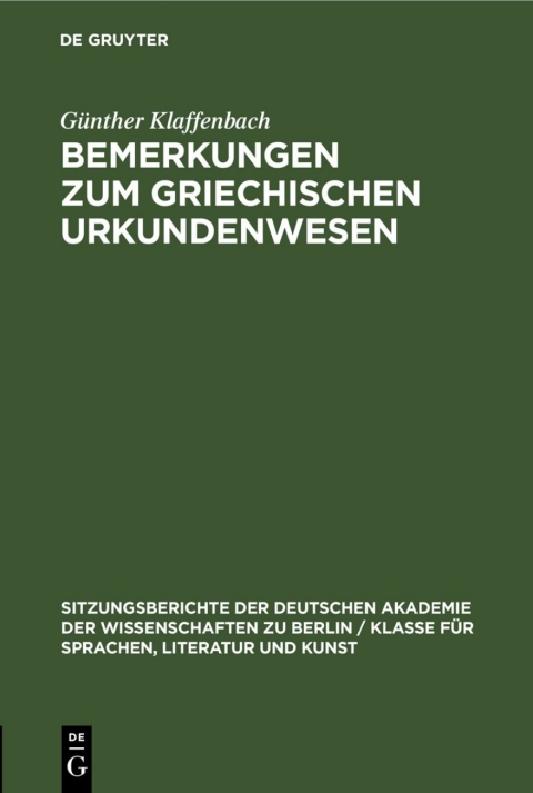 Cover image for book Bemerkungen zum griechischen Urkundenwesen