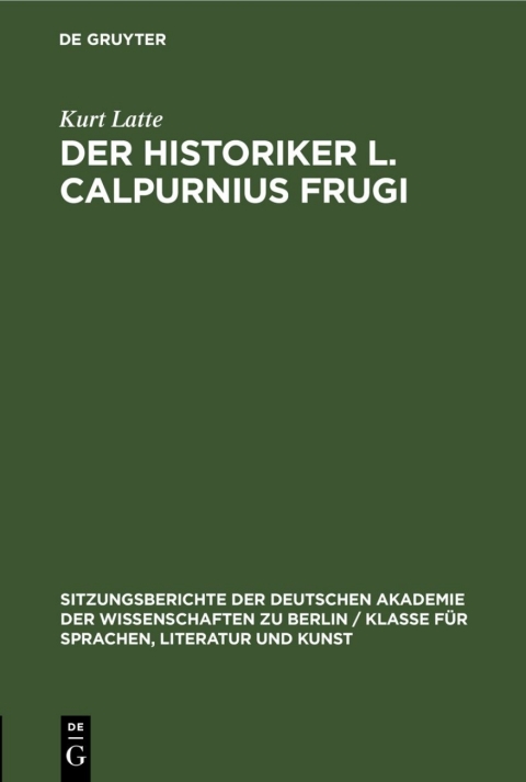 Cover image for book Der Historiker L. Calpurnius Frugi