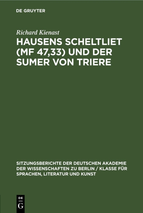 Cover image for book Hausens Scheltliet (MF 47,33) und der Sumer von Triere