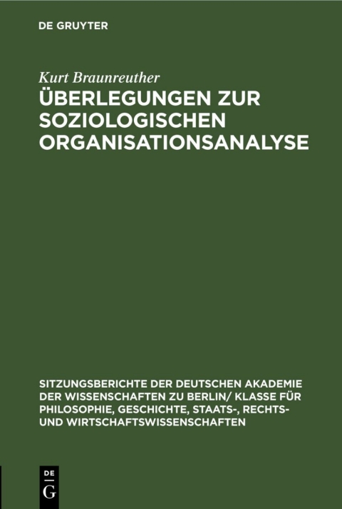 Cover image for book Überlegungen zur soziologischen Organisationsanalyse
