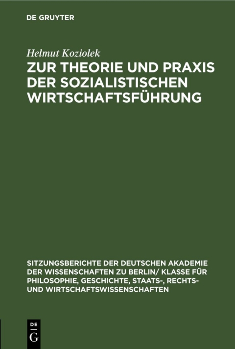Cover image for book Zur Theorie und Praxis der sozialistischen Wirtschaftsführung