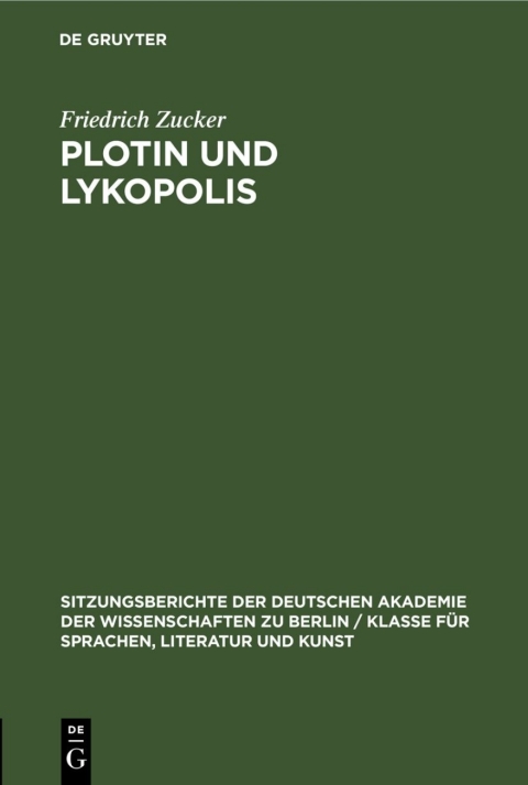Cover image for book Plotin und Lykopolis