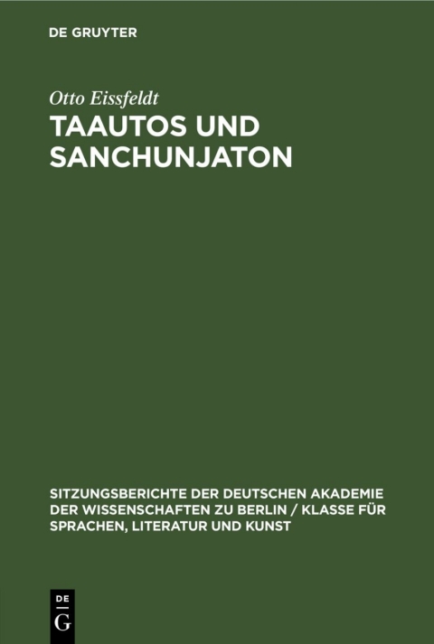 Cover image for book Taautos und Sanchunjaton