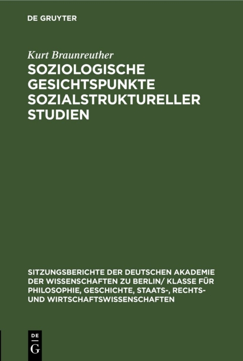 Cover image for book Soziologische Gesichtspunkte sozialstruktureller Studien