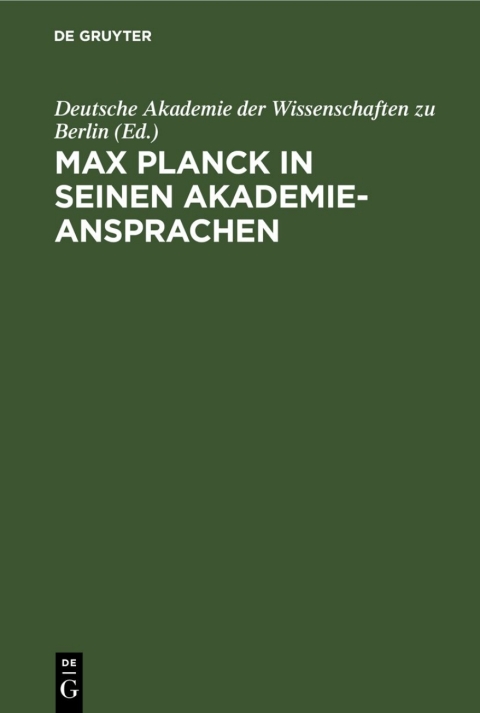 Cover image for book Max Planck in seinen Akademie-Ansprachen