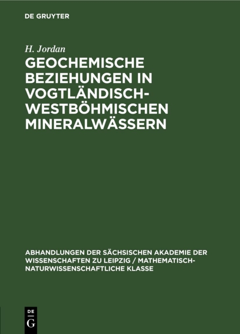 Cover image for book Geochemische Beziehungen in vogtländisch-westböhmischen Mineralwässern