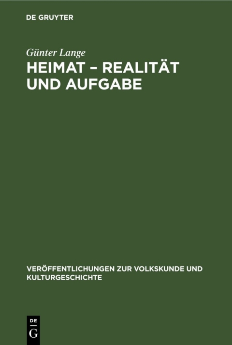Cover image for book Heimat – Realität und Aufgabe