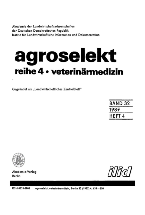 Cover image for book Agroselekt. Reihe 4: Veterinärmedizin. Band 32, Heft 4