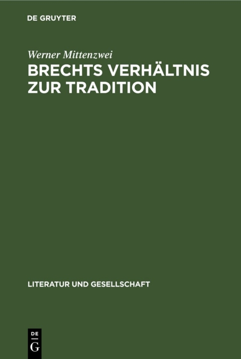 Cover image for book Brechts Verhältnis zur Tradition