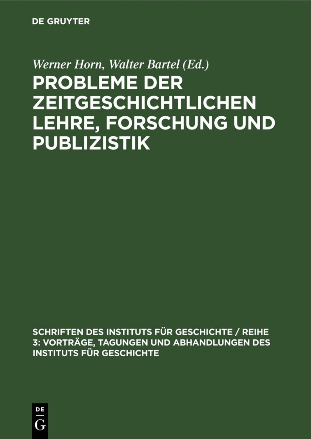Page Fidelity Probleme der zeitgeschichtlichen Lehre, Forschung und Publizistik; $148.73
