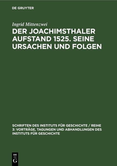 Cover image for book Der Joachimsthaler Aufstand 1525. Seine Ursachen und Folgen