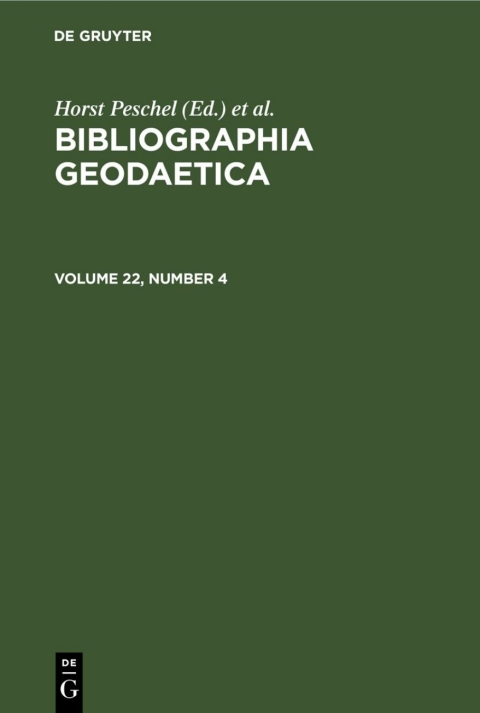 Cover image for book Bibliographia Geodaetica. Volume 22, Number 4