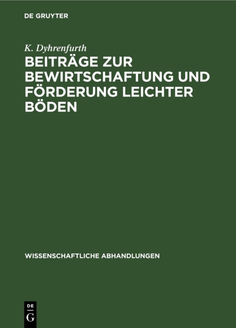Cover image for book Beiträge zur Bewirtschaftung und Förderung leichter Böden