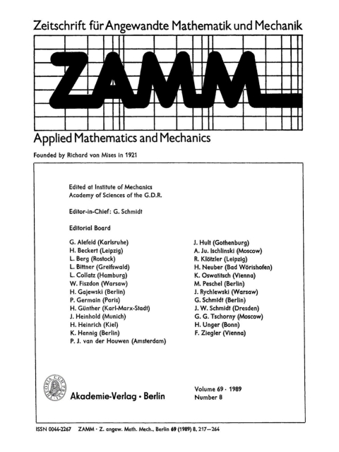 Cover image for book Zeitschrift für Angewandte Mathematik und Mechanik. Volume 69, Number 8