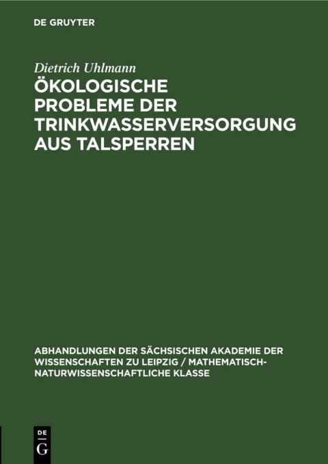 Cover image for book Ökologische Probleme der Trinkwasserversorgung aus Talsperren