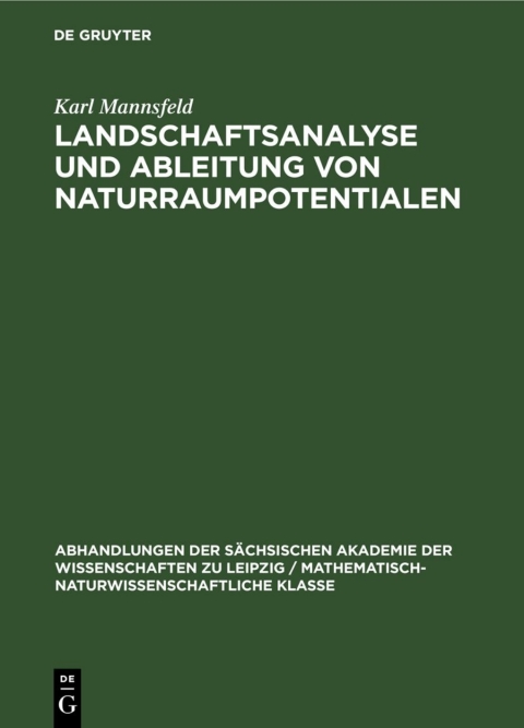 Cover image for book Landschaftsanalyse und Ableitung von Naturraumpotentialen