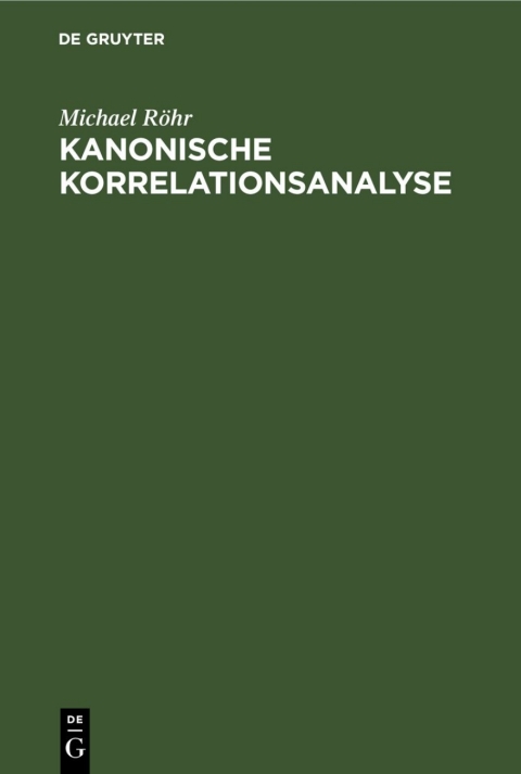 Cover image for book Kanonische Korrelationsanalyse