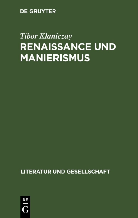 Cover image for book Renaissance und Manierismus