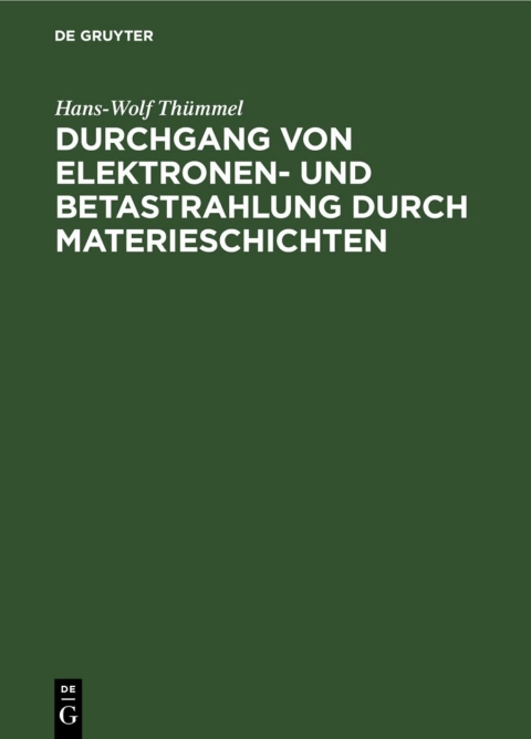 Cover image for book Durchgang von Elektronen- und Betastrahlung durch Materieschichten