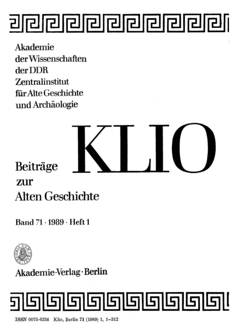 Cover image for book Klio. Band 71, Heft 1