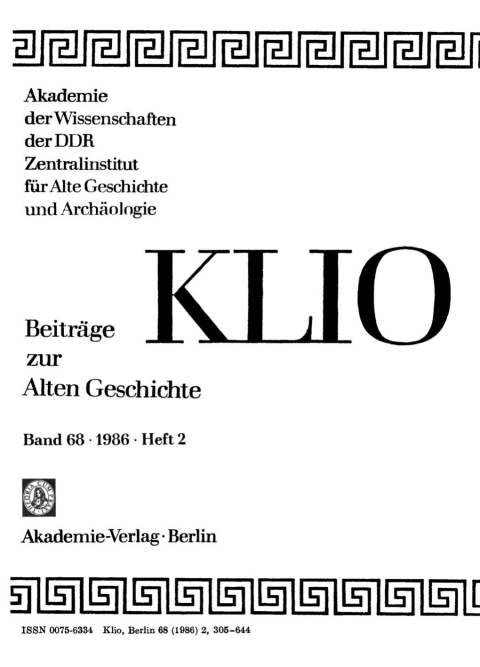 Cover image for book Klio. Band 68, Heft 2