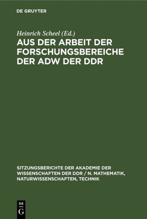 Cover image for book Aus der Arbeit der Forschungsbereiche der AdW der DDR