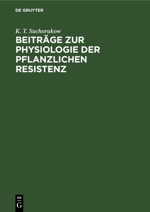 Cover image for book Beiträge zur Physiologie der pflanzlichen Resistenz
