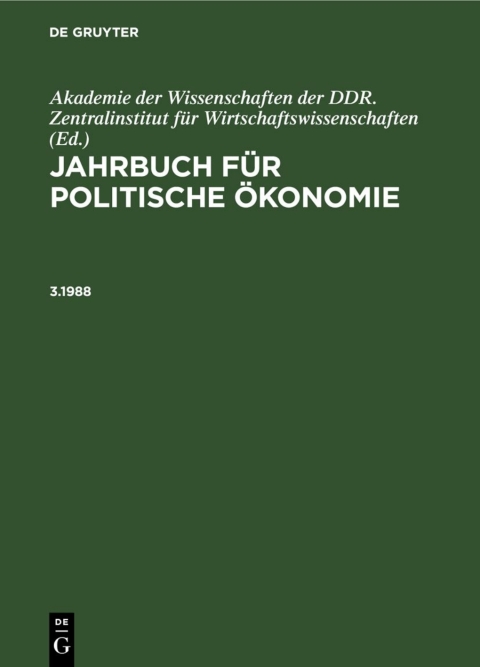 Cover image for book Jahrbuch für politische Ökonomie. 3.1988