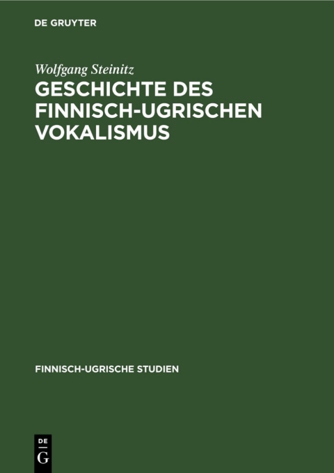 Cover image for book Geschichte des finnisch-ugrischen Vokalismus